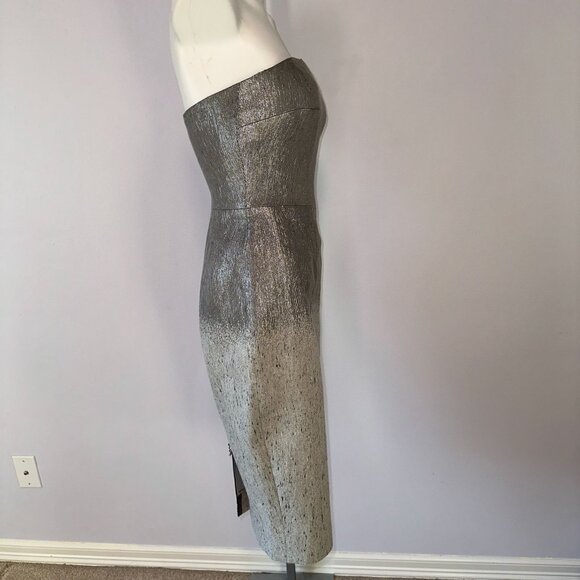 Victoria Beckham Silver Dress Sparkle Ombre Tweed Strapless Size 6 Zipper Wool - Picture 2 of 9